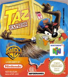 Top of cartridge artwork for Taz Express on the Nintendo N64.