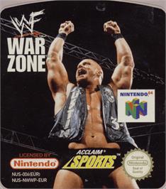 Top of cartridge artwork for WWF War Zone on the Nintendo N64.