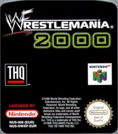 Top of cartridge artwork for WWF WrestleMania 2000 on the Nintendo N64.