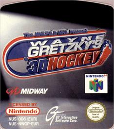 Top of cartridge artwork for Wayne Gretzky's 3D Hockey on the Nintendo N64.