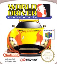 Top of cartridge artwork for World Driver Championship on the Nintendo N64.