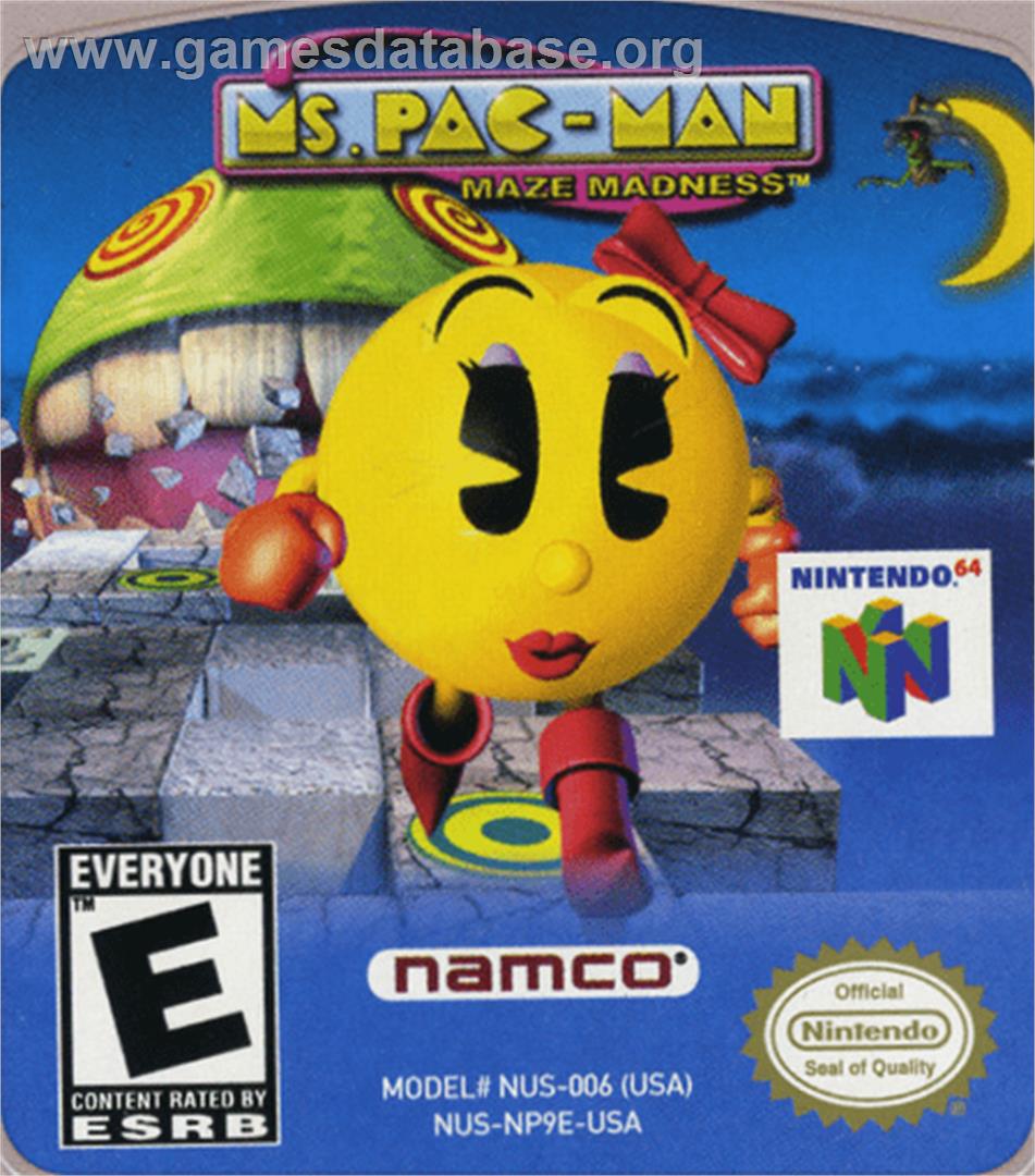 Ms. Pac-Man Maze Madness - Nintendo N64 - Artwork - Cartridge Top