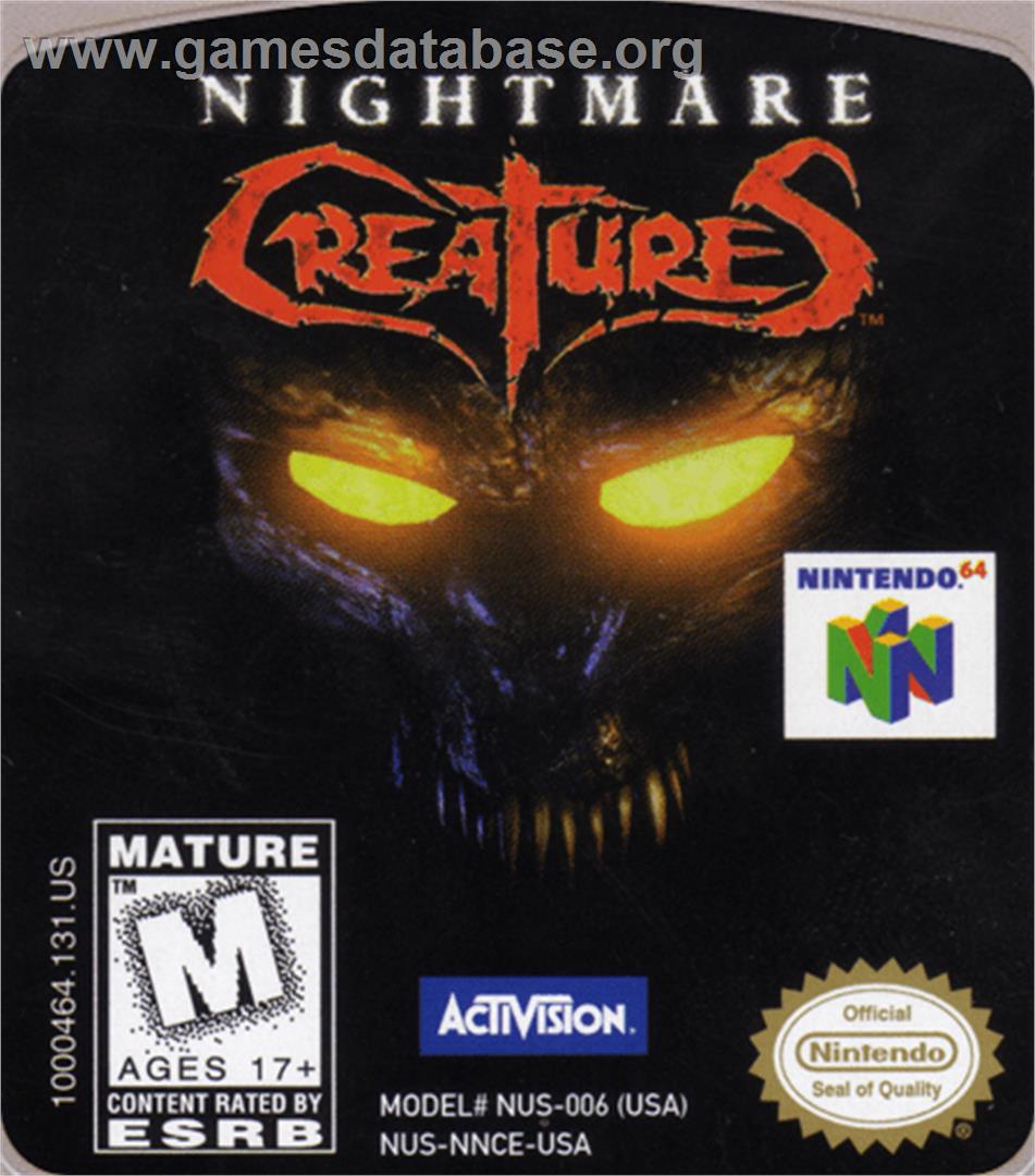 Nightmare Creatures - Nintendo N64 - Artwork - Cartridge Top