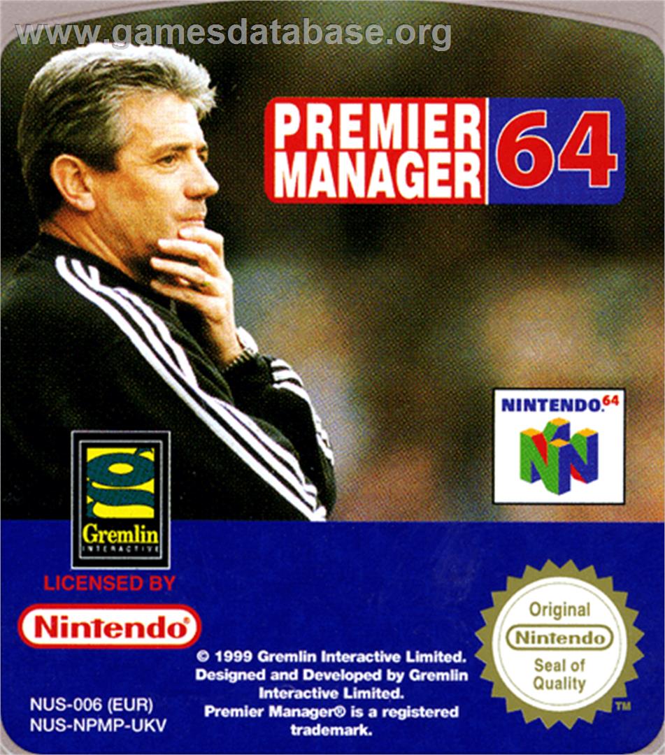 Premier Manager 64 - Nintendo N64 - Artwork - Cartridge Top