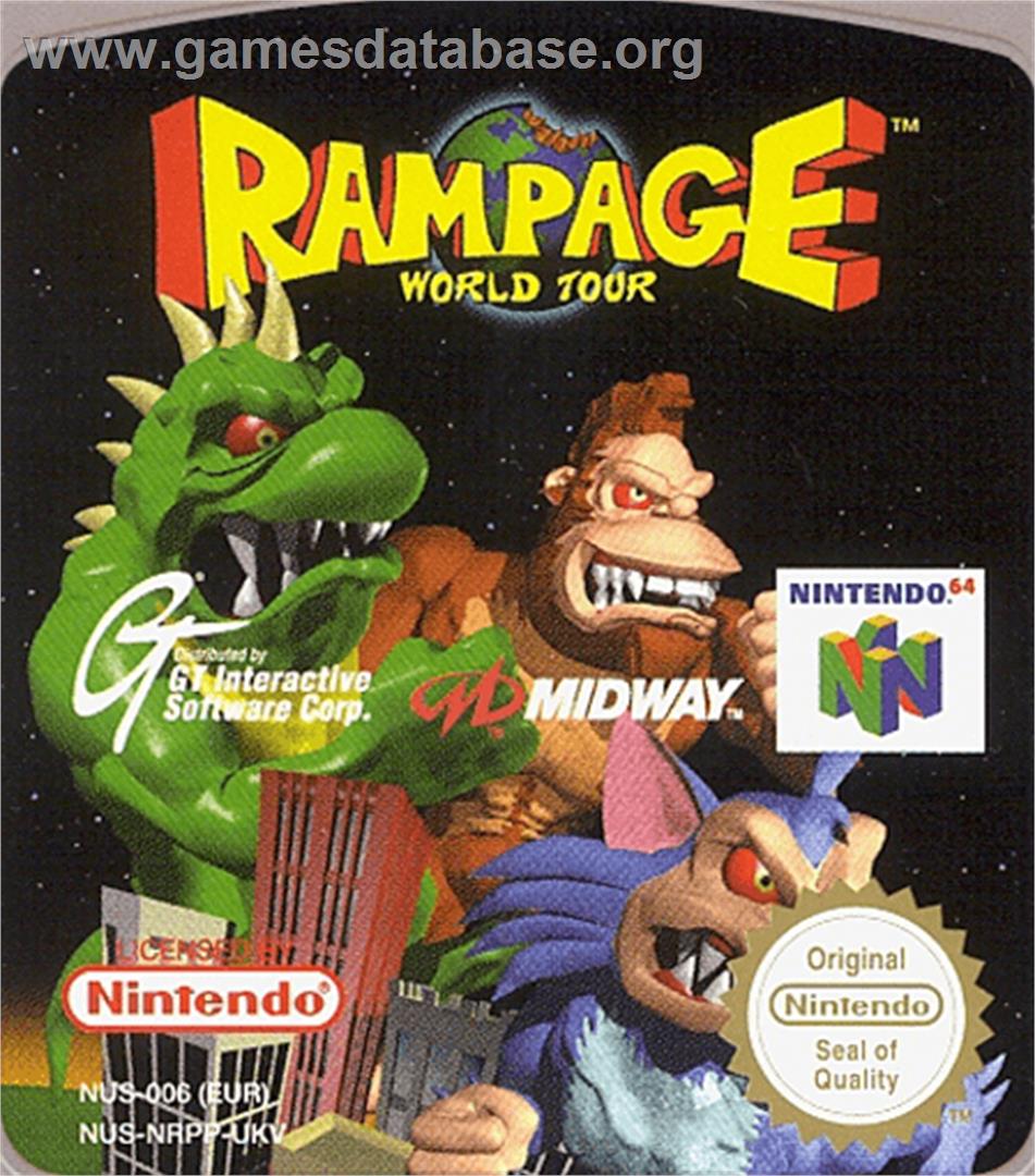 Rampage: World Tour - Nintendo N64 - Artwork - Cartridge Top