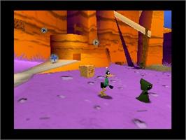 In game image of Daffy Duck Starring as Duck Dodgers on the Nintendo N64.