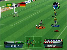 In game image of Jikkyou World Soccer: World Cup France '98 on the Nintendo N64.
