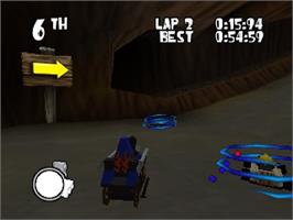 In game image of Lego Racers on the Nintendo N64.