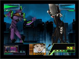In game image of Neon Genesis Evangelion on the Nintendo N64.