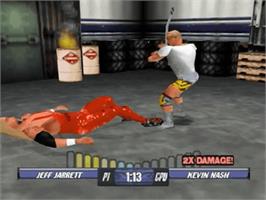In game image of WCW Backstage Assault on the Nintendo N64.