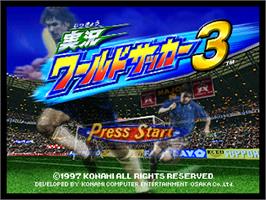 Title screen of Jikkyou World Soccer 3 on the Nintendo N64.