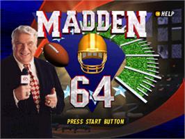 Title screen of Madden Football 64 on the Nintendo N64.