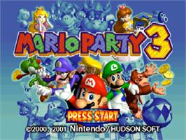 Title screen of Mario Party 3 on the Nintendo N64.