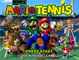 Title screen of Mario Tennis 64 on the Nintendo N64.