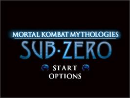 Title screen of Mortal Kombat Mythologies - Sub-zero on the Nintendo N64.