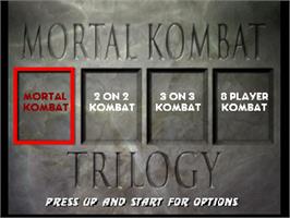 Title screen of Mortal Kombat Trilogy on the Nintendo N64.
