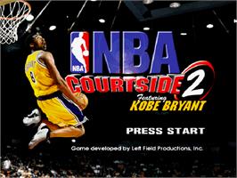 Title screen of NBA Courtside 2 featuring Kobe Bryant on the Nintendo N64.