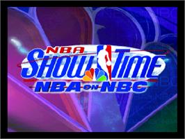 Title screen of NBA Showtime: NBA on NBC on the Nintendo N64.