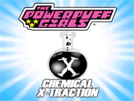 Title screen of Powerpuff Girls - Chemical X-traction, The on the Nintendo N64.