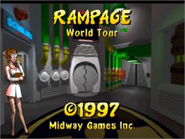 Title screen of Rampage - World Tour on the Nintendo N64.