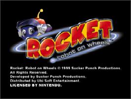 Title screen of Rocket: Robot on Wheels on the Nintendo N64.