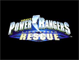 Title screen of Saban's Power Rangers - Lightspeed Rescue on the Nintendo N64.