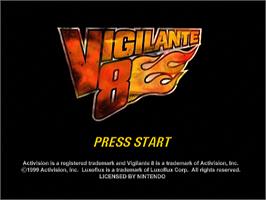 Title screen of Vigilante 8 on the Nintendo N64.