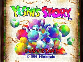Title screen of Yoshi's Story on the Nintendo N64.