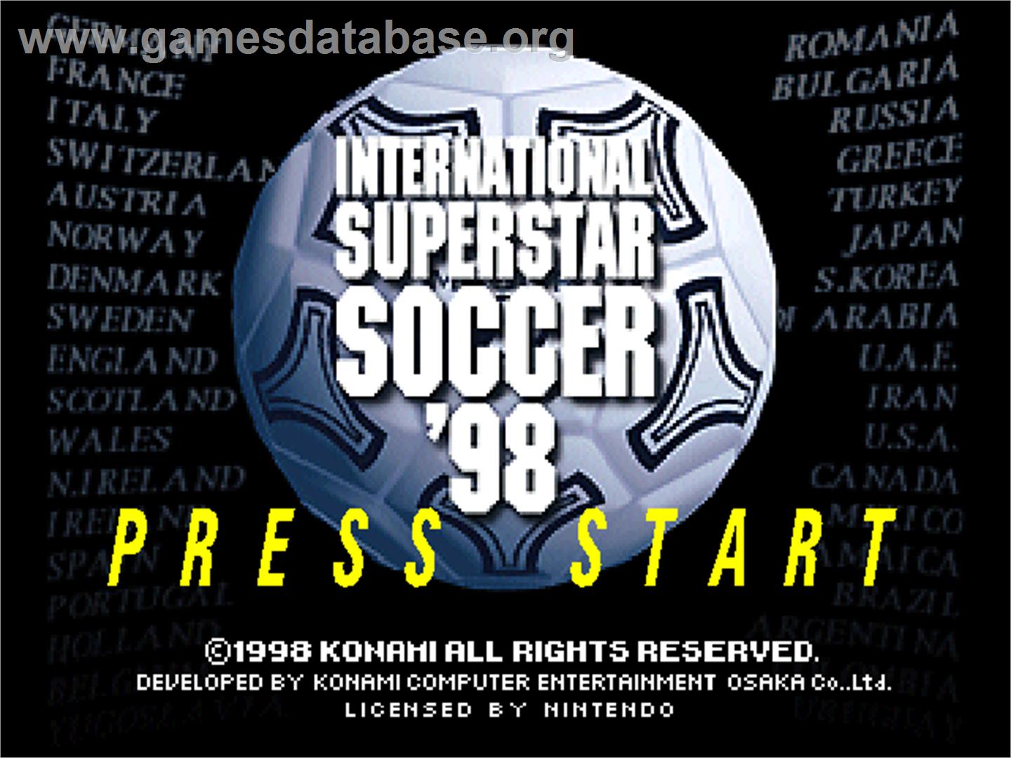 International Superstar Soccer '98 - Nintendo N64 - Artwork - Title Screen