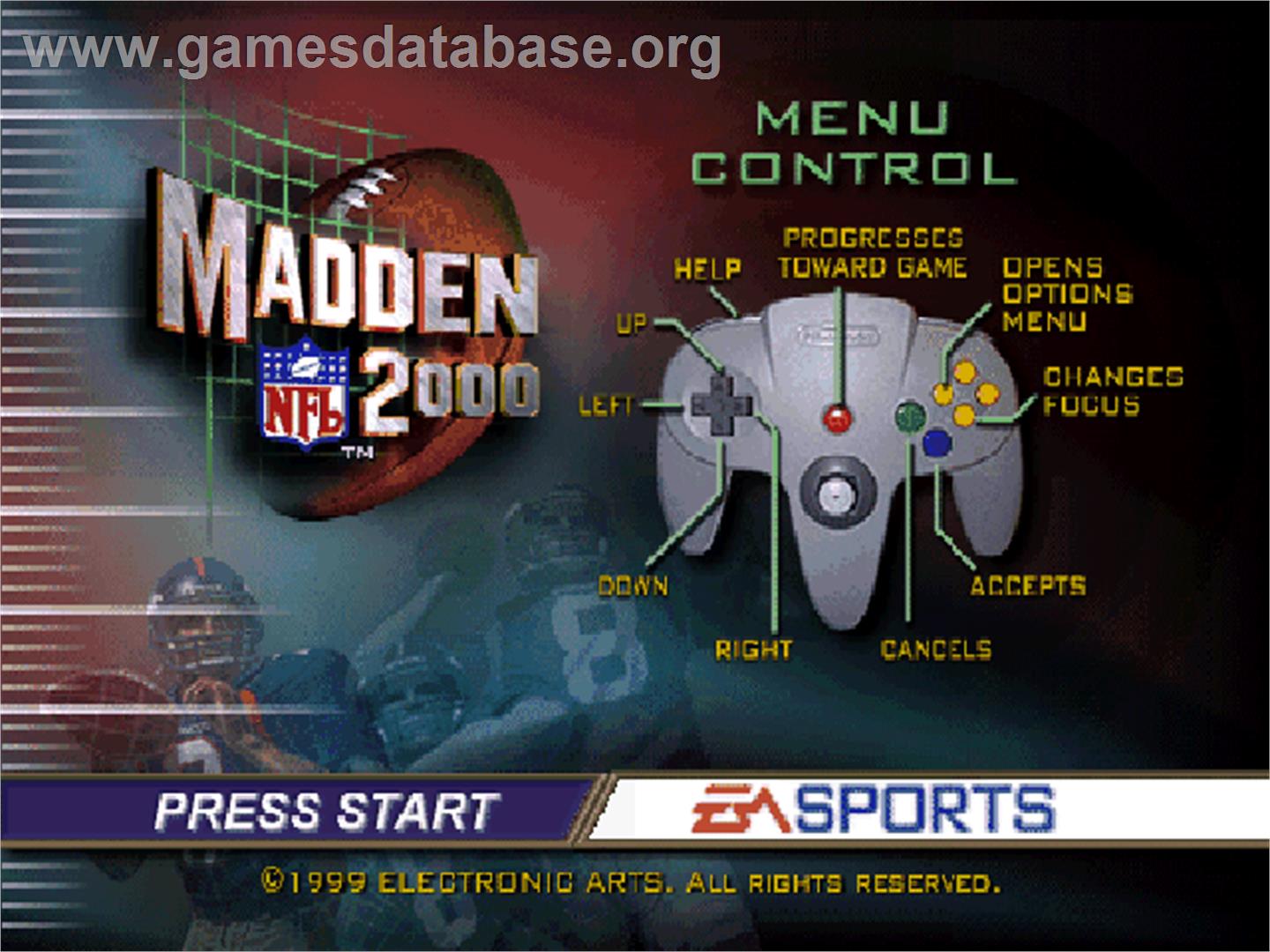 Madden NFL 2000 - Nintendo N64 - Artwork - Title Screen