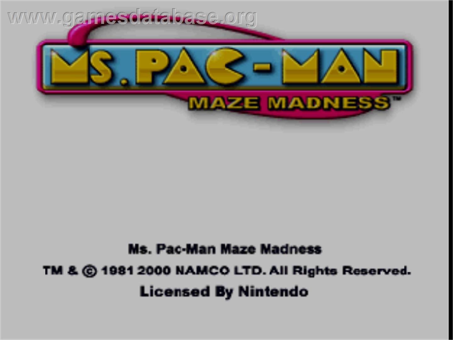 Ms. Pac-Man Maze Madness - Nintendo N64 - Artwork - Title Screen