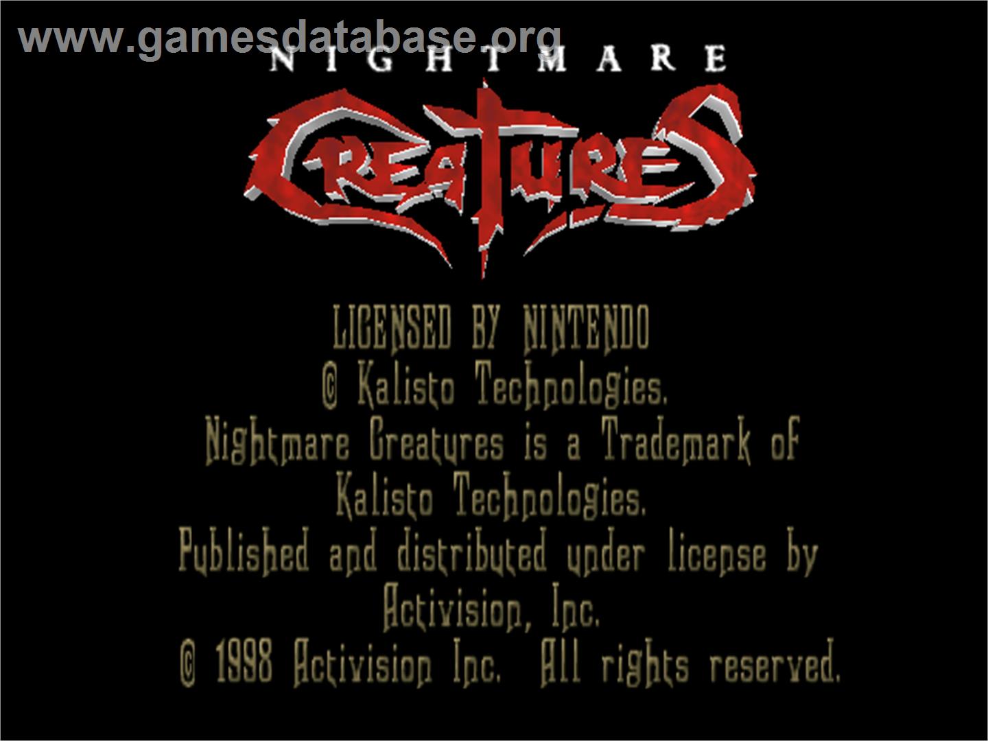 Nightmare Creatures - Nintendo N64 - Artwork - Title Screen