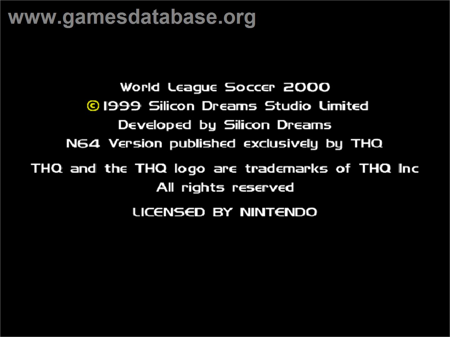 RTL World League Soccer 2000 - Nintendo N64 - Artwork - Title Screen