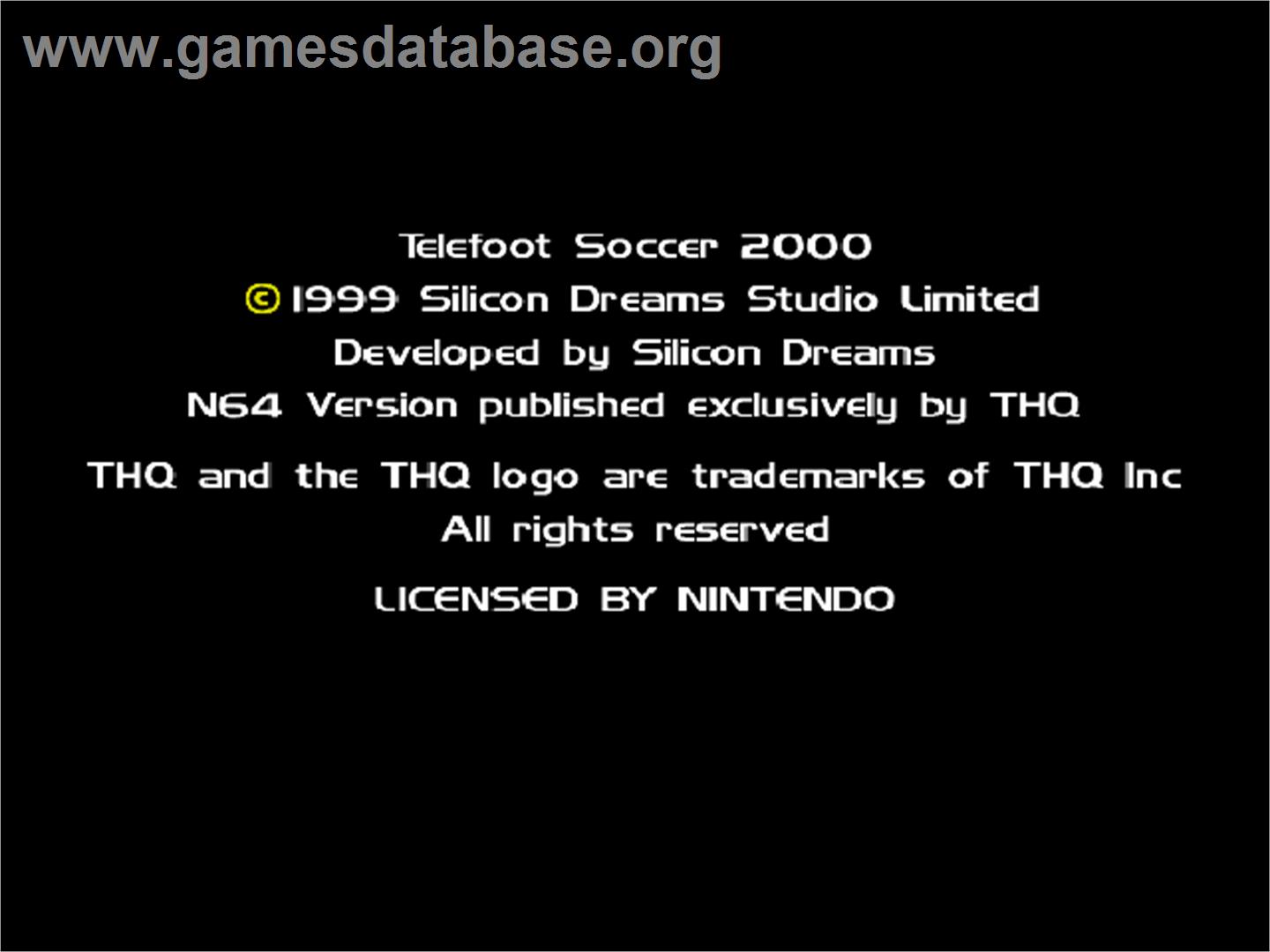 Telefoot Soccer 2000 - Nintendo N64 - Artwork - Title Screen