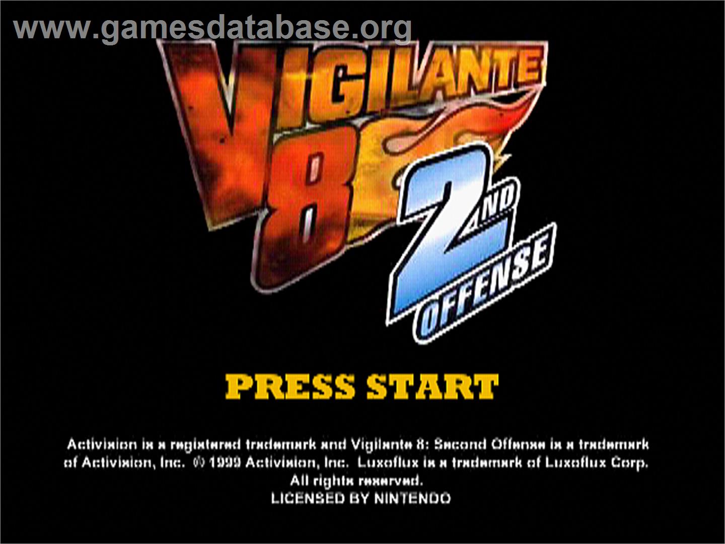Vigilante 8 - 2nd Offense - Nintendo N64 - Artwork - Title Screen