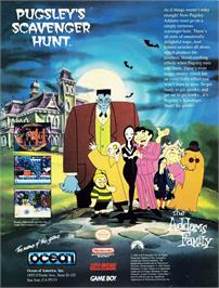 Advert for Addams Family: Pugsley's Scavenger Hunt on the Nintendo Game Boy.