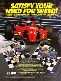 Advert for Ferrari Grand Prix Challenge on the Nintendo NES.