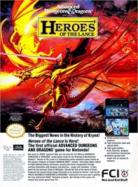 Advert for Heroes Of The Lance on the Nintendo NES.