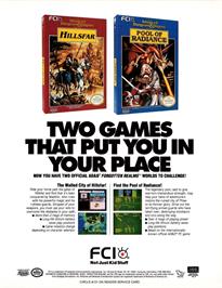 Advert for Hillsfar on the Nintendo NES.