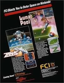 Advert for Lunar Pool on the Nintendo NES.