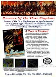 Advert for Romance of the Three Kingdoms on the Microsoft Windows.