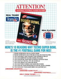 Advert for Tecmo Super Bowl on the Nintendo NES.