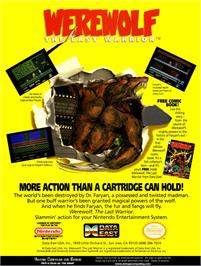 Advert for Werewolf: The Last Warrior on the Nintendo NES.