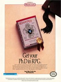 Advert for Wizardry Knight Of Diamonds - The Second Scenario on the Nintendo NES.