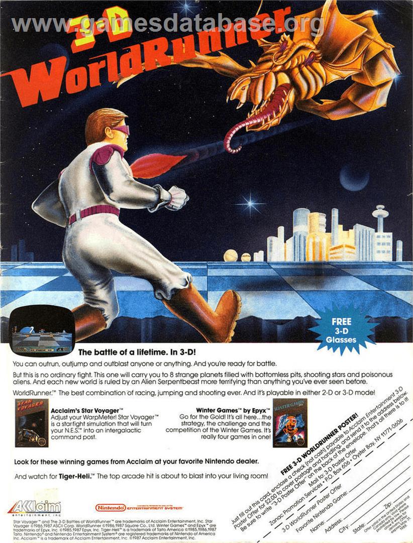 3D World Runner - Nintendo NES - Artwork - Advert