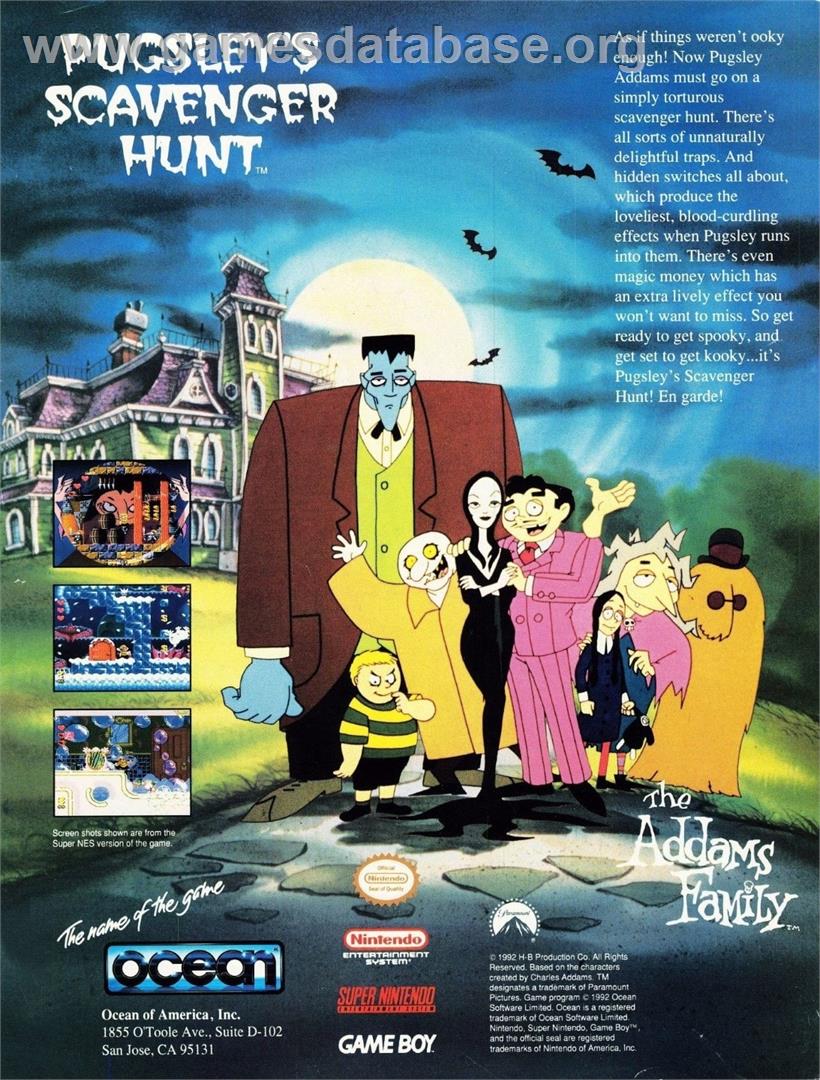 Addams Family: Pugsley's Scavenger Hunt - Nintendo Game Boy - Artwork - Advert