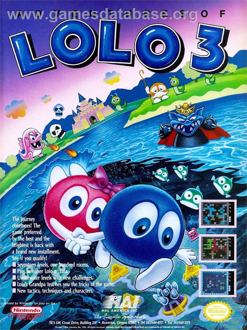 Adventures of Lolo  3 - Nintendo NES - Artwork - Advert