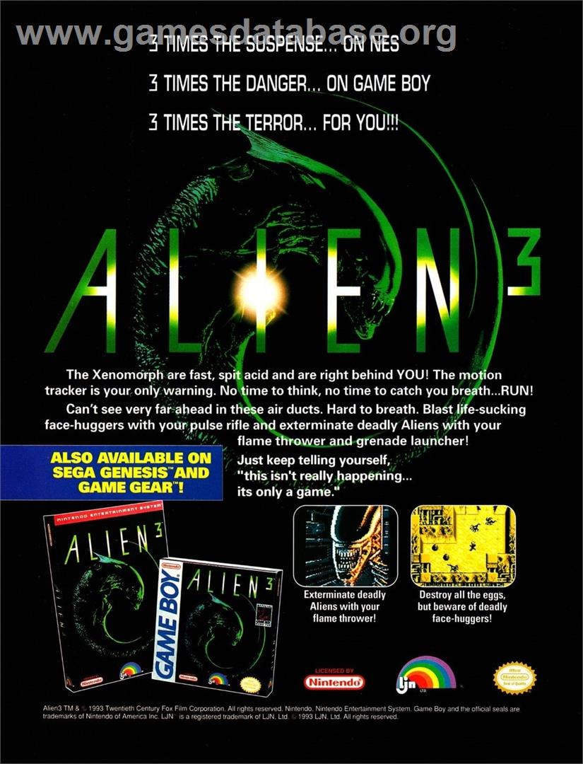 Alien 3 - Nintendo NES - Artwork - Advert