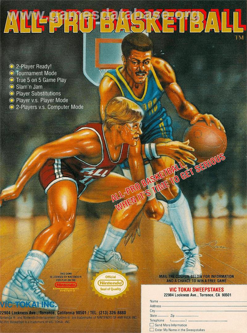 All-Pro Basketball - Nintendo NES - Artwork - Advert