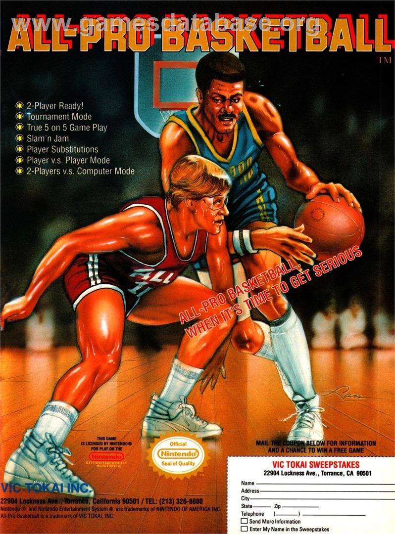 All Pro Basketball - Nintendo NES - Artwork - Advert